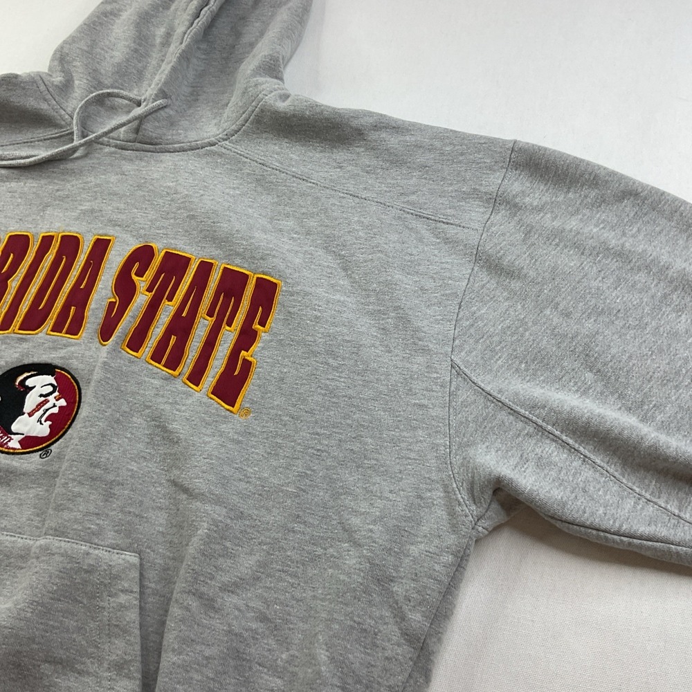 Vintage Adidas Hoodie Men XL Florida State Seminoles Y2K Grey NCAA Center Logo - Picture 10 of 13